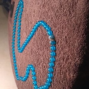 Large blue beaded necklace